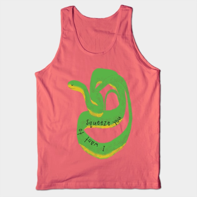 Snake Says, "I Want to Squeeze You" Tank Top by ahadden